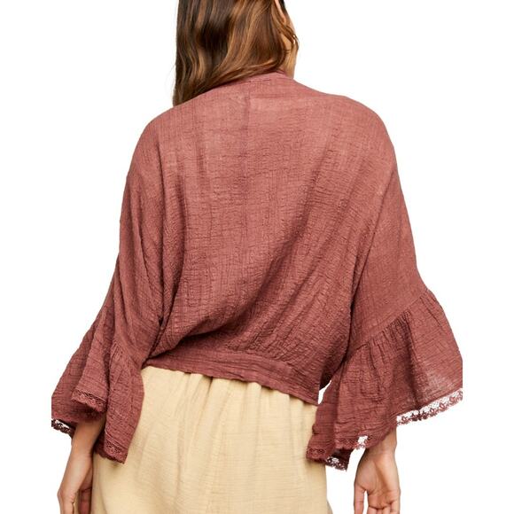 Free People kimono boho Rosebud Guaze Cotton Festival Hippie Grunge Peasant OS - Picture 3 of 12